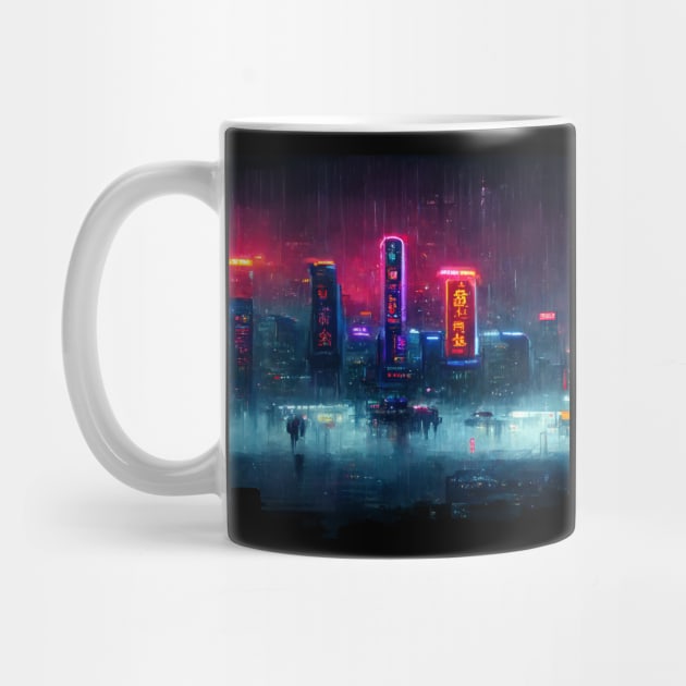 Fluxion - Cyberpunk Cityscape Skyline by ArkMinted